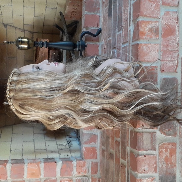 Long Two Toned Blonde W/ Braides Lacefront Wig - Picture 3 of 9